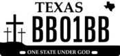 One State Under God Texas license plate